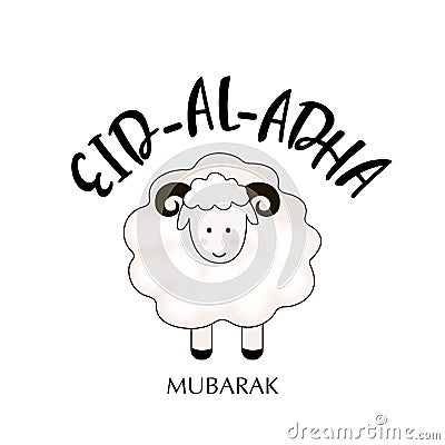 Illustration of sheep with colorful balloon on grey background for Islamic Festival of Sacrifice, Eid-Al-Adha Vector Illustration