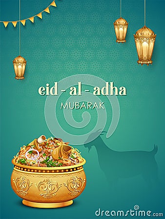 sheep wishing Eid ul Adha Happy Bakra Id holy festival of Islam Muslim Vector Illustration