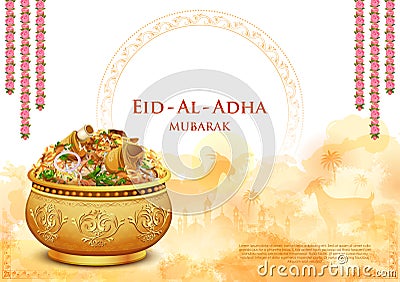 sheep wishing Eid ul Adha Happy Bakra Id holy festival of Islam Muslim Vector Illustration