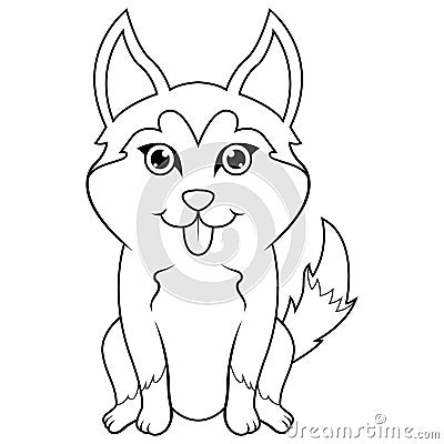 Shiba Inu cartoon sitting line art Vector Illustration