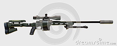 Modern sniper rifle on white Vector Illustration