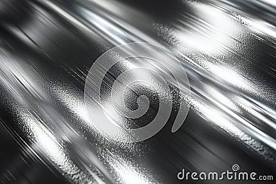 Shiny silver metal texture background, smooth surface with subtle shimmering effect, closeup view, monochromatic color scheme Cartoon Illustration