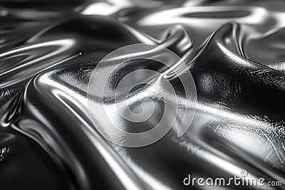 Shiny silver metal texture background, smooth surface with subtle shimmering effect, closeup view, monochromatic color scheme Cartoon Illustration