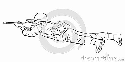 Illustration of a shooting soldier, vector draw Vector Illustration