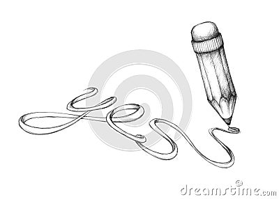 Illustration of a short pencil that writes Yes Stock Photo