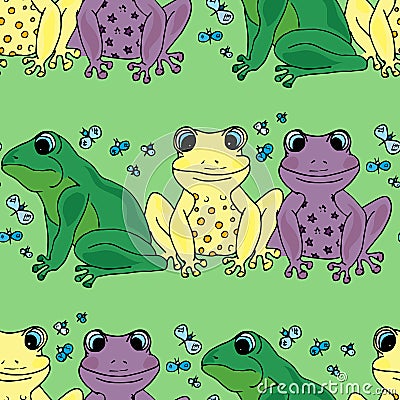 Illustration should be different than that. Colored frogs. Seamless pattern. Vector Illustration