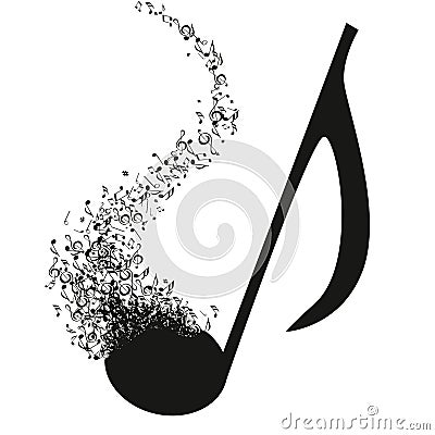 Illustration showing a key being ground that turns into musical notes Stock Photo