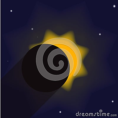 Illustration showing a partial eclipse of the sun with shadow. Vector Illustration