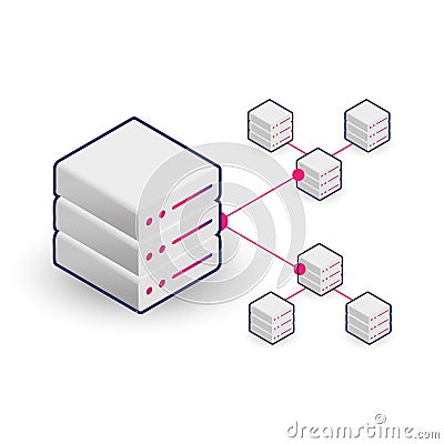 Edge Cloud Computing and Networking Colored Icon. Vector Illustration