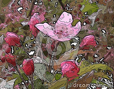 Cherry blossoms. Cartoon Illustration