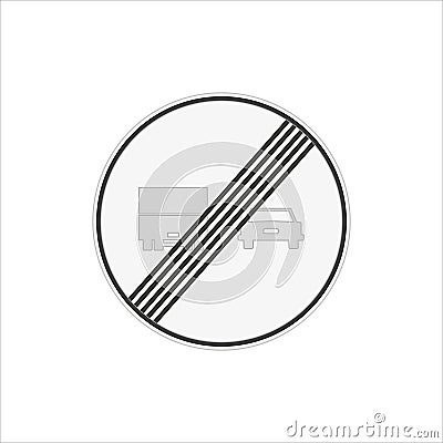 Illustration of a sign prohibiting overtaking isolated on a white background Cartoon Illustration