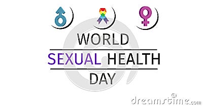 Illustration of signs with world sexual health day text on white background, copy space Stock Photo