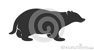 Silhouette of Badger isolated on white background Vector Illustration