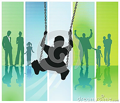 Boy swinging Vector Illustration