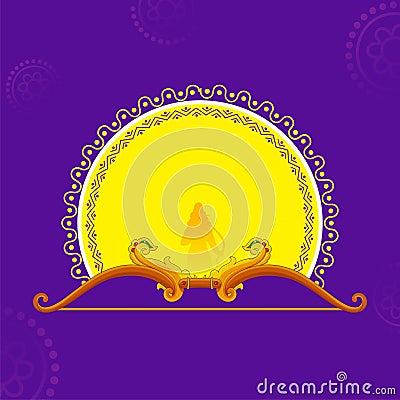Illustration Of Silhouette Lord Rama`s Ram Bow And Arrow Space For Text on Backgrounds Stock Photo