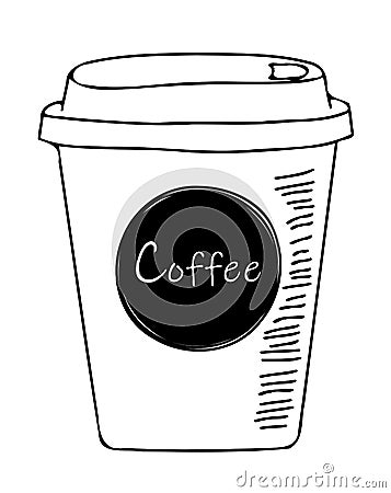 Simple coffee to go sketch Vector Illustration