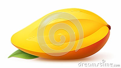 an illustration of a single, impeccably rounded slice of a mango Cartoon Illustration