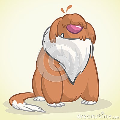 Illustration of sitting funny Old English Sheepdog. Vector cartoon dog Vector Illustration