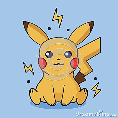 Illustration of sitting pokemon pikachu Cartoon Illustration