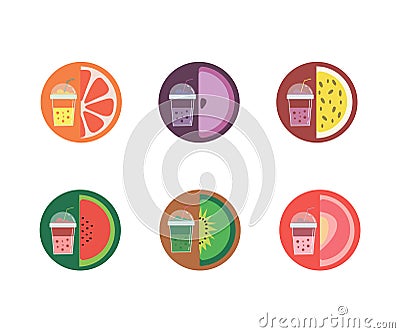 In the illustration, six flavors of lemonade Vector Illustration