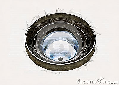 Sketch of a Blue camera lens Stock Photo