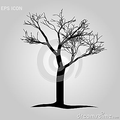 Illustration sketch of dead tree without leaves , isolated on white background - vector Stock Photo