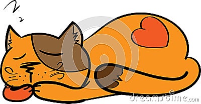 Illustration of sleeping cute kitten Vector Illustration