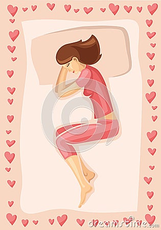 Vector illustration of sleeping girl Vector Illustration