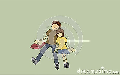 Illustration of a Sleepy Couple by Pitripiter Vector Illustration