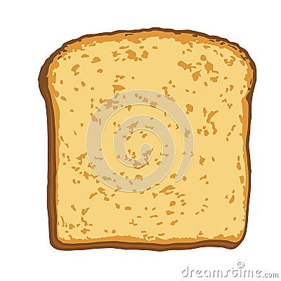Illustration of a slice of bread, toast, in cartoon style Vector Illustration