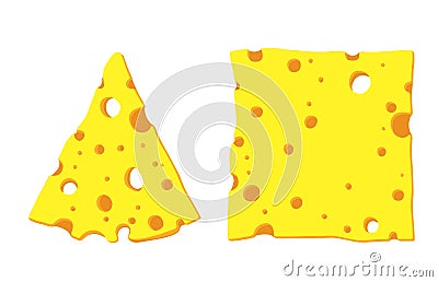 Illustration of a slice of cheese in cartoon style Vector Illustration