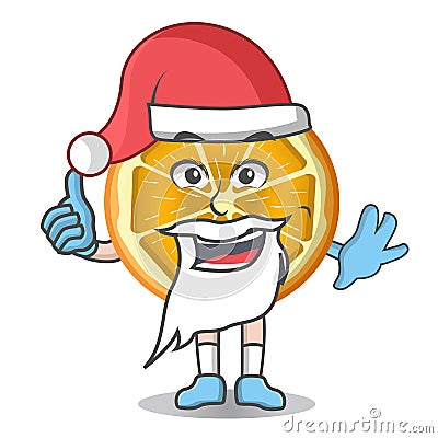 An Illustration of Slice OrangeFruit mascot character in Santa costume Vector Illustration
