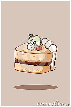 Illustration of a sliced tart with strawberry and apple cartoon illustration Vector Illustration
