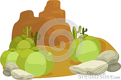 Illustration small desert stone plant Vector Illustration