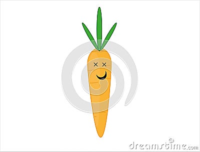 Illustration of a smiling carrot isolated on a white background Cartoon Illustration