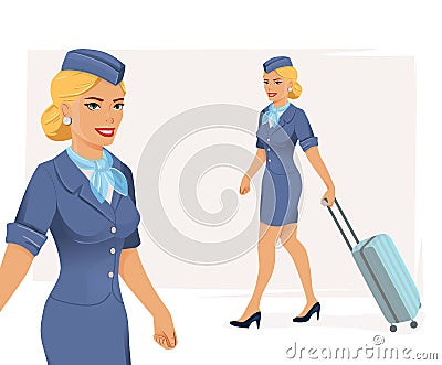 Illustration of smiling stewardess Vector Illustration