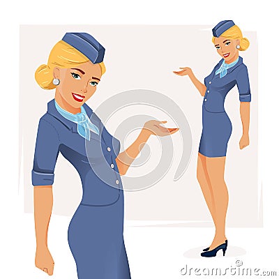 Illustration of smiling stewardess Vector Illustration