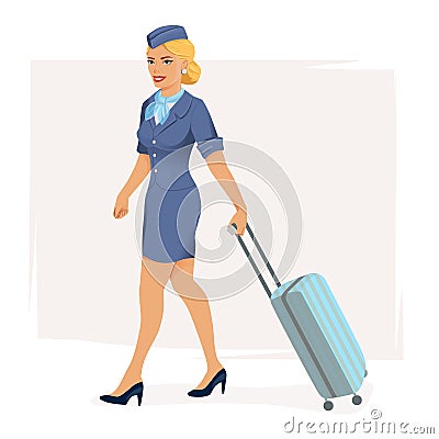 Illustration of smiling stewardess Vector Illustration