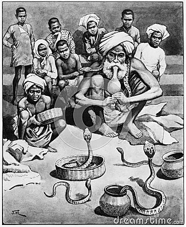 Illustration of a snake charmer Editorial Stock Photo