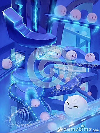 Illustration: Snow Ball Factory. Stock Photo