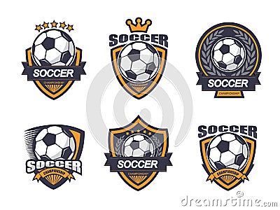 Illustration of soccer logo set Vector Illustration