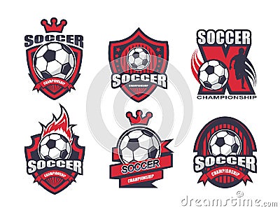 Illustration of soccer logo set Vector Illustration