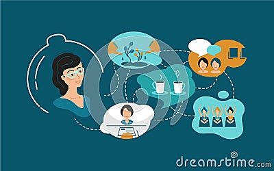 Illustration about soft skills, small talk, communication with people Vector Illustration