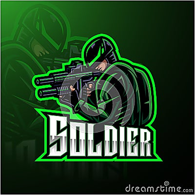 Soldier mascot esport gaming logo Vector Illustration