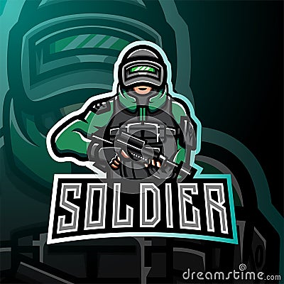 Soldier mascot esport gaming logo Vector Illustration