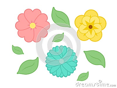 Illustration of some flowers and some leaves by Pitripiter Vector Illustration