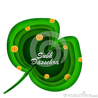 Illustration of Sona patta for wishing Happy Dussehra,flower,gold leaf. Vector Illustration