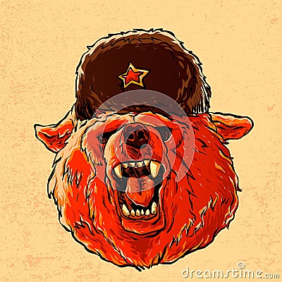 Illustration of a soviet bear . Vector Illustration