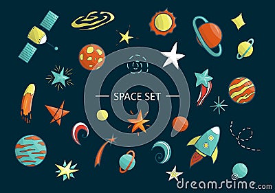 Vector set of space objects Vector Illustration