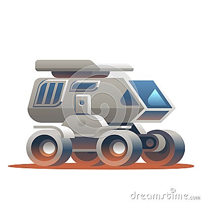 Illustration Space Rover Traveling Around Planet Vector Illustration